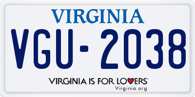 VA license plate VGU2038