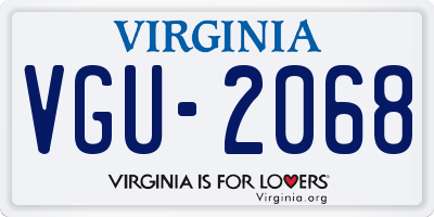 VA license plate VGU2068