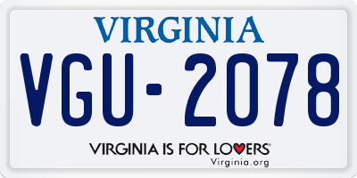 VA license plate VGU2078