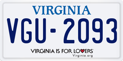 VA license plate VGU2093