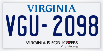 VA license plate VGU2098