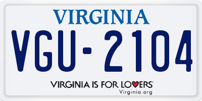 VA license plate VGU2104