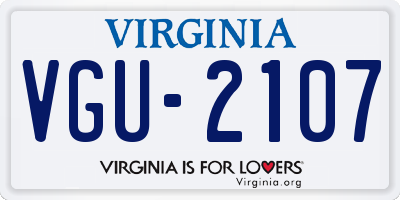 VA license plate VGU2107