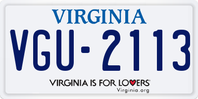 VA license plate VGU2113