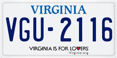 VA license plate VGU2116