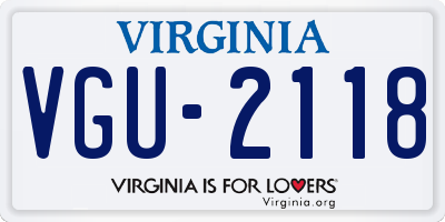 VA license plate VGU2118