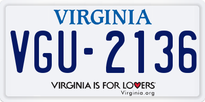 VA license plate VGU2136