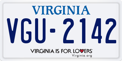 VA license plate VGU2142