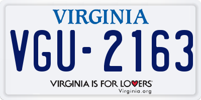 VA license plate VGU2163