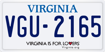 VA license plate VGU2165