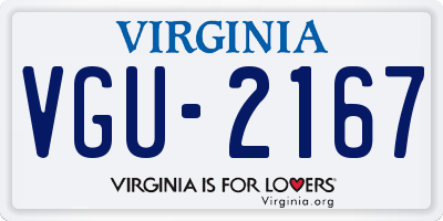 VA license plate VGU2167