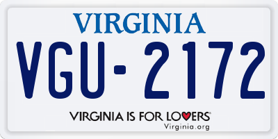 VA license plate VGU2172