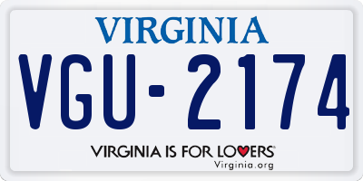 VA license plate VGU2174