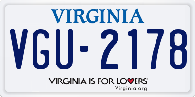 VA license plate VGU2178