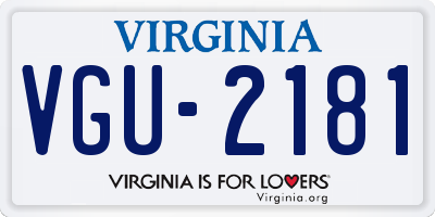VA license plate VGU2181