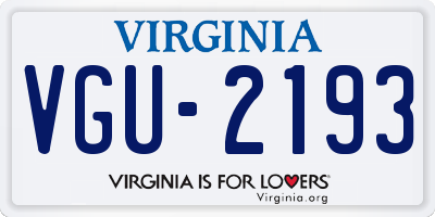 VA license plate VGU2193