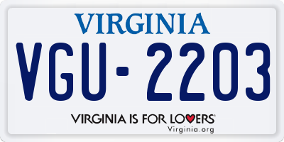 VA license plate VGU2203
