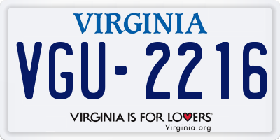 VA license plate VGU2216