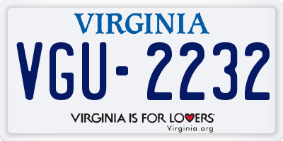 VA license plate VGU2232