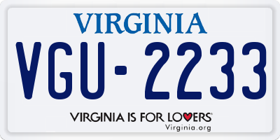 VA license plate VGU2233