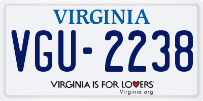 VA license plate VGU2238