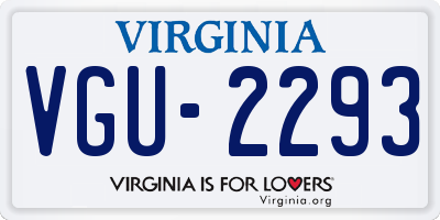 VA license plate VGU2293