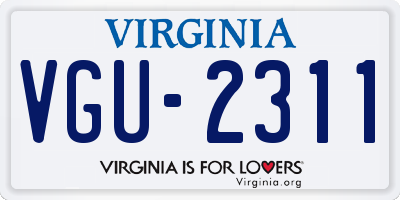 VA license plate VGU2311