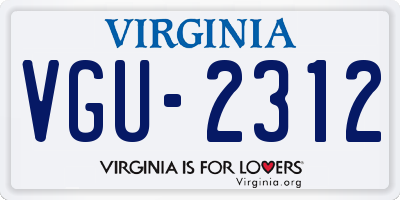 VA license plate VGU2312