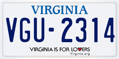 VA license plate VGU2314