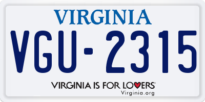 VA license plate VGU2315