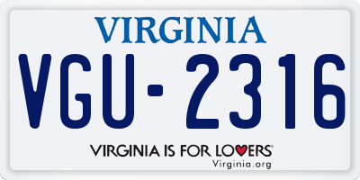 VA license plate VGU2316