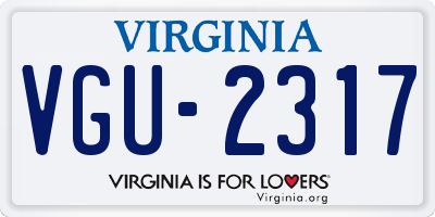 VA license plate VGU2317
