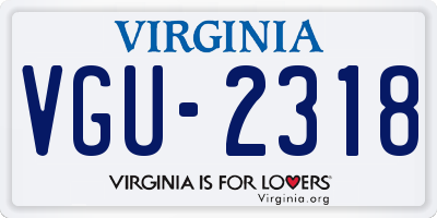 VA license plate VGU2318