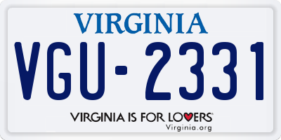 VA license plate VGU2331