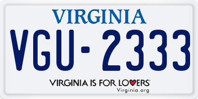 VA license plate VGU2333
