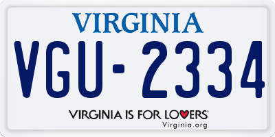 VA license plate VGU2334