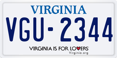 VA license plate VGU2344