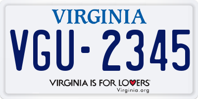 VA license plate VGU2345