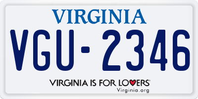 VA license plate VGU2346