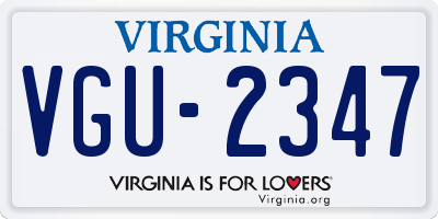 VA license plate VGU2347