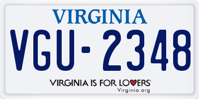 VA license plate VGU2348