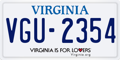 VA license plate VGU2354