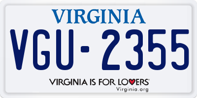VA license plate VGU2355