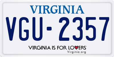 VA license plate VGU2357