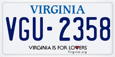 VA license plate VGU2358