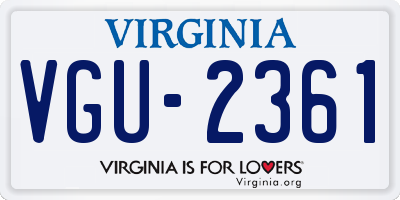 VA license plate VGU2361