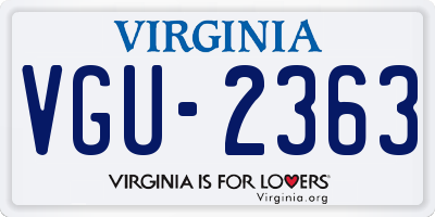 VA license plate VGU2363