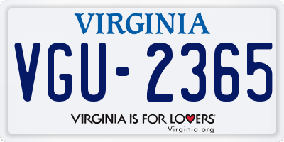 VA license plate VGU2365