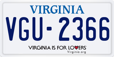 VA license plate VGU2366