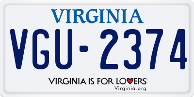 VA license plate VGU2374